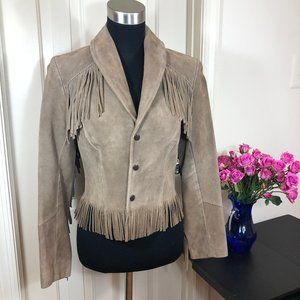Ms Pioneer fringed tan suede jacket vintage 70's S